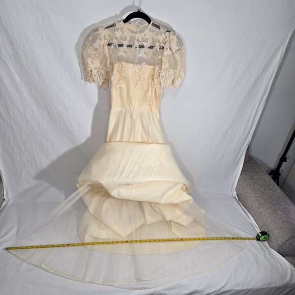 Vintage ILGWU UNION MADE Fairy Modern Edwardian CREAM Wedding Gown Dress Size 4. - Picture 17 of 17